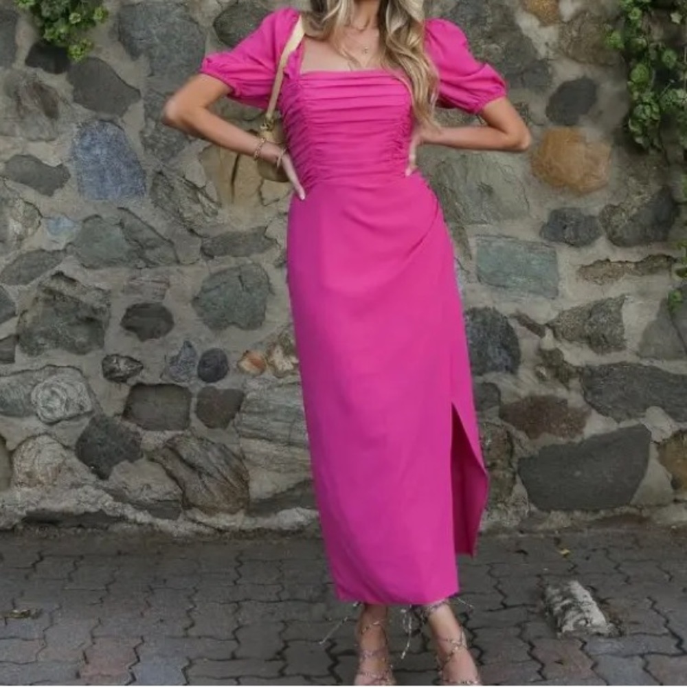 Pink Tulip Midi Dress - Small